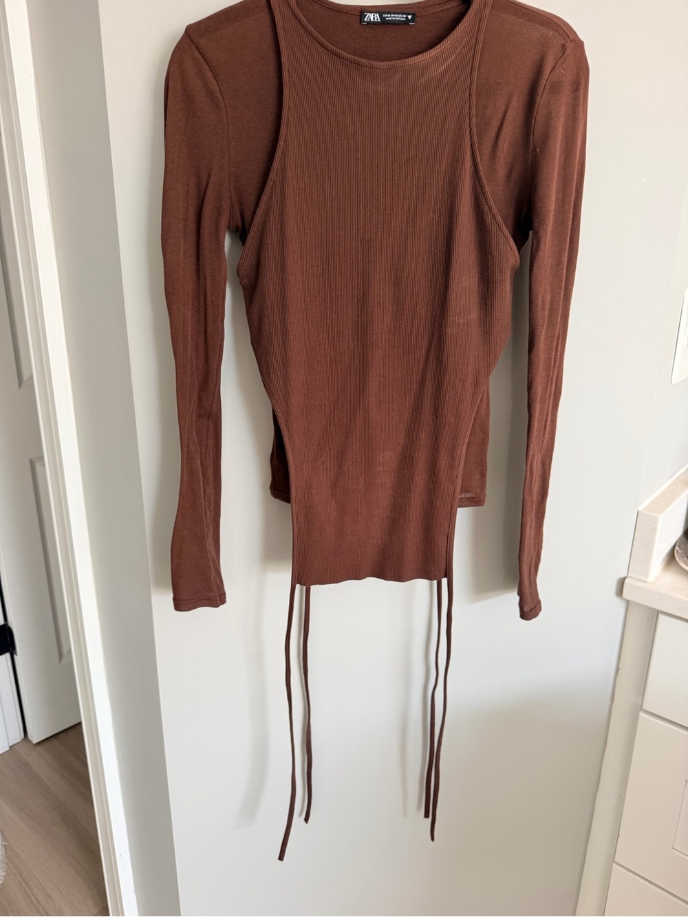 Zara Brown Crewneck Long Sleeve Sweater